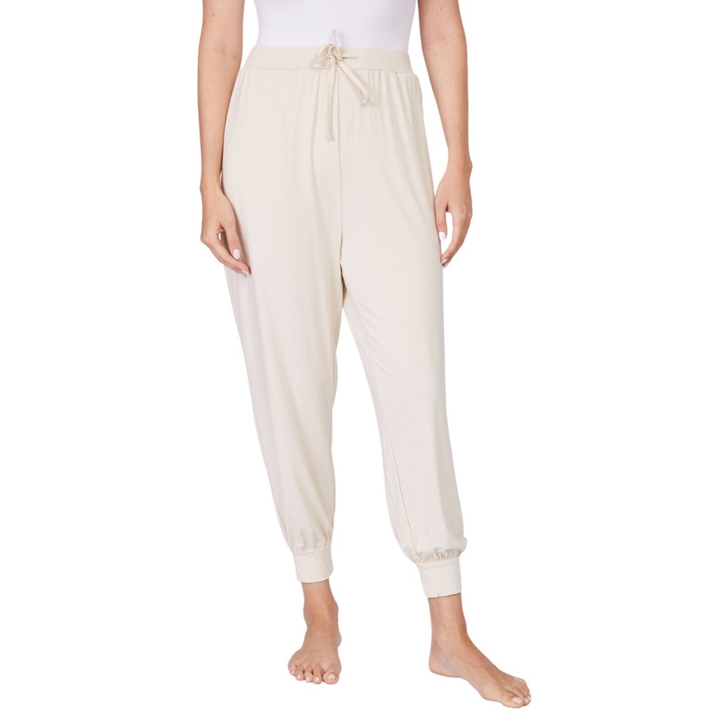 Pure Fiber‎ Draped Bamboo Viscose Jogger Pants Cream Size Small